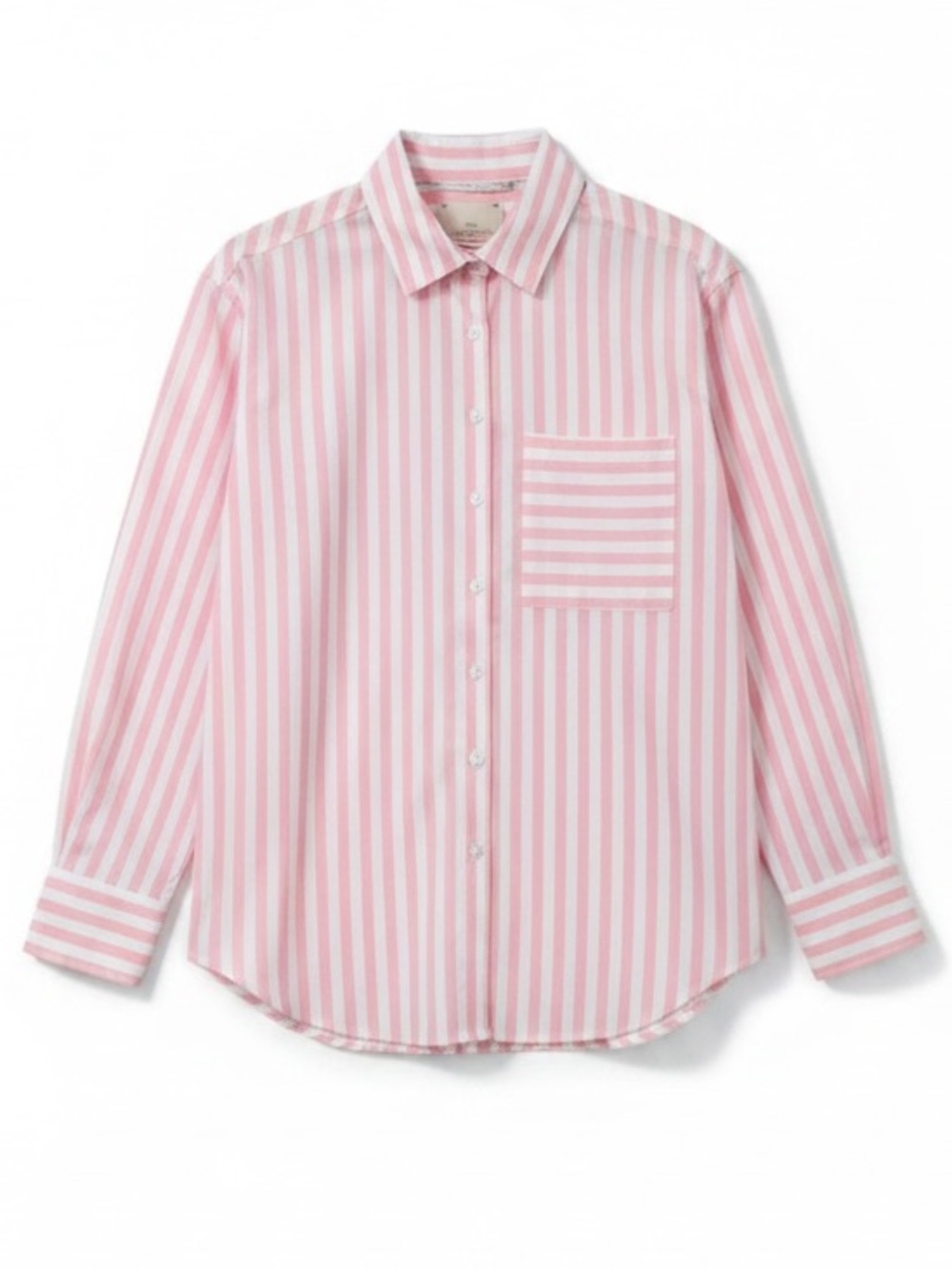 Casa Cabana Striped Long Sleeve Button Up Shirt Pink/White Size Medium
